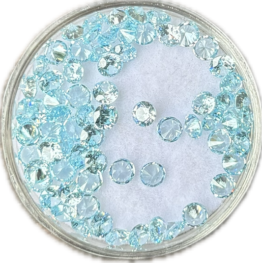 Aquamarine Round Cut Lab Stones 3mm (pack of 10)