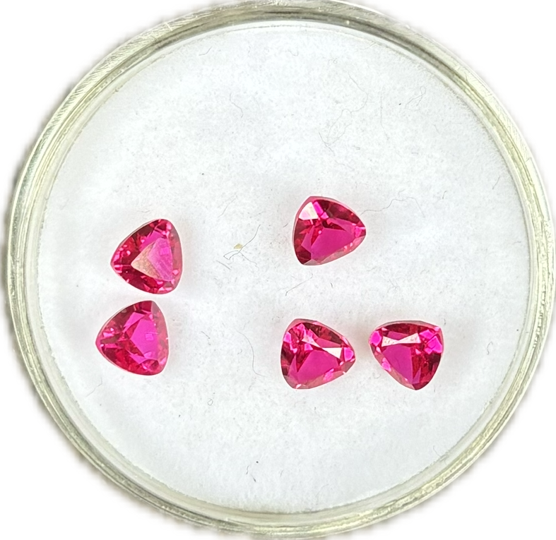 Lab Corundum Ruby Trillion Hot Pink (pack of 5)